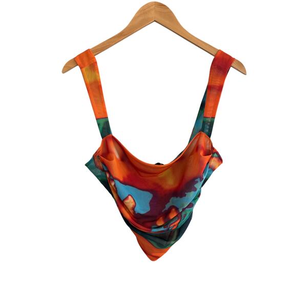 Miaou Tati Mesh Tie Top Thermal Orange Multicolor Size Medium NWT - Picture 3 of 10